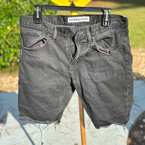 Express Black Denin Jeans Shorts - Picture 1 of 2